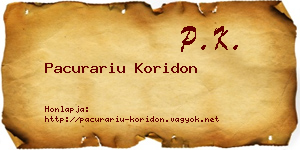 Pacurariu Koridon névjegykártya